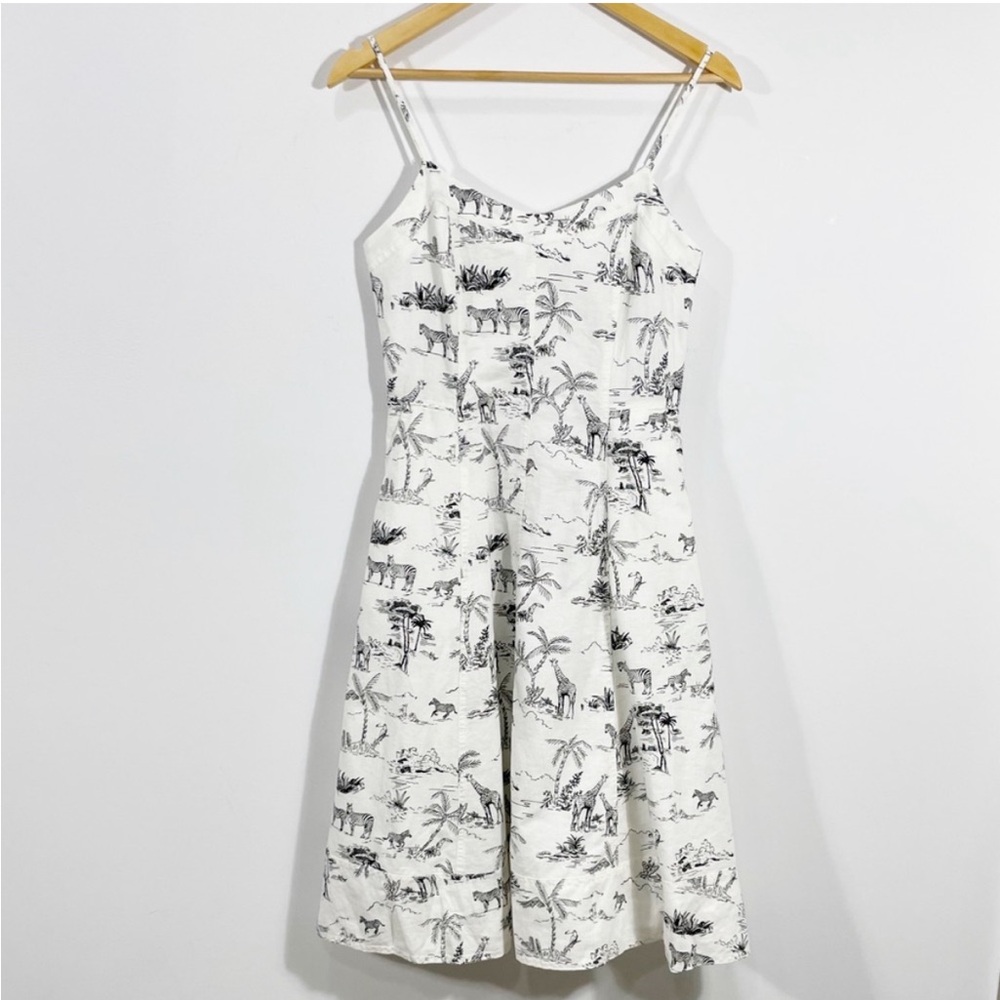 NWT Banana Republic Linen-Cotton Midi Dress in Safari Zoo Print